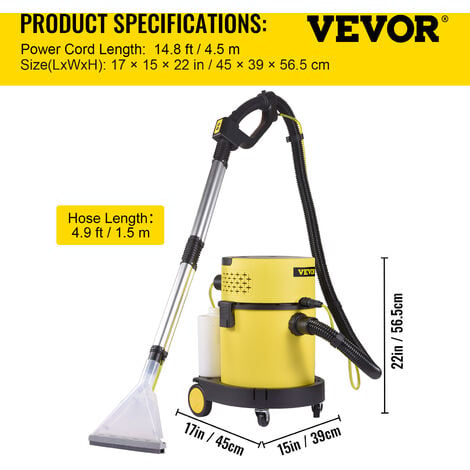 VEVOR VEVOR Bidone Aspirapolvere con Filo Portatile Umido e Secco a  Pressione 1200W Capacità di Cilindro 20L, Aspiracenre a Bidone con Filtro  HEPA 17Kpa a Pressione per Cortile Giardino Parco Bidone da