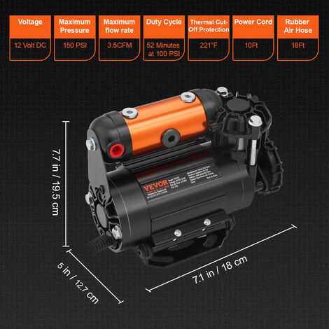 Compressore d'aria portatile per gonfiaggio pneumatici - 12 V CC