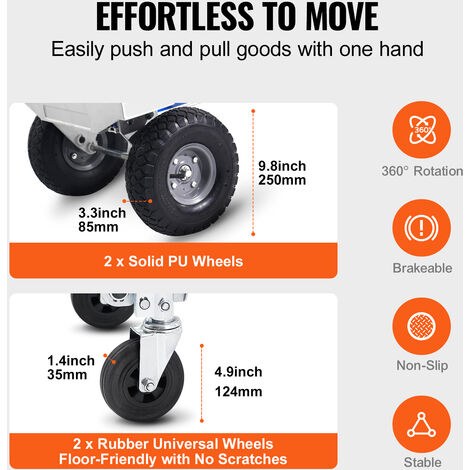 Carrello A Mano Pieghevole VEVOR - Porta Fino A 363kg | Carrello Alluminio Per Trasporto - Foto 13