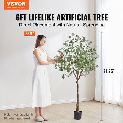 VEVOR VEVOR Albero Artificiale, 181 cm Alta Albero Eucalipto Pianta Finta  Realistica con Vaso Φ170x145 mm, Materiale PE Sicuro e Protezione  Antiribaltamento Decorazione per Casa Ufficio Interni ed Esterni