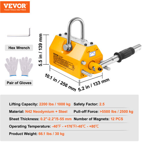 VEVOR Sollevatore Magnetico 300kg - Magnete Permanente Neodimio N42 Per Lamiere - Foto 4