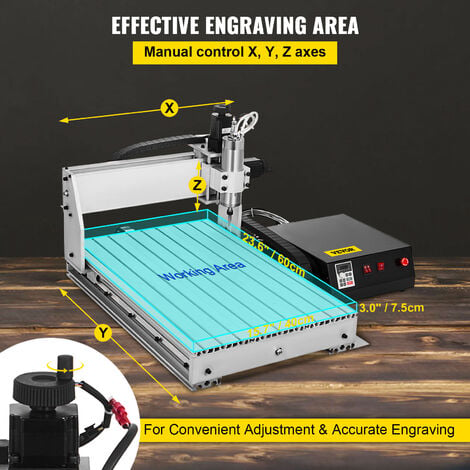 VEVOR Macchina per Incidere 6040 4 Assi CNC Incisore Professionale  600x400mm MACH3 Engraving Milling Machine con