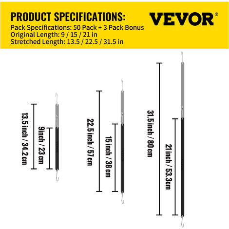 VEVOR VEVOR Corde Elastiche con Ganci Cinghie Lunghezza da 22,9 cm / 38,1  cm / 53,3 cm Elastici Portapacchi in Gomma con Ganci in Acciaio Inox  Capacità Carico Max. 25 kg per