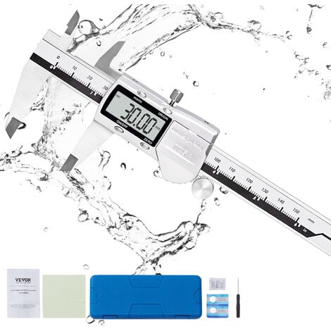 VEVOR Calibro Digitale 150 mm Calibro a Corsoio Digitale Conversione  Pollici/mm Funzione di Ripristino Ampio Display LCD 4 Modalita di  Misurazione in Acciaio Inox IP54 Impermeabile, Calibro Digitale