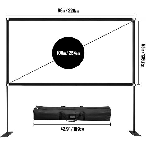 VEVOR VEVOR Schermo di Proiettore Portatile 254 cm da Esterno Schermo  Cinematografico in 16:9 Hd 4K con Angolo di Visione a 160 gradi Utilizzo  per pellicola