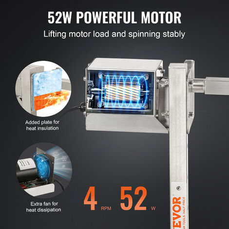 Girarrosto BBQ VEVOR - Elettrico/manuale - Capacità 41 Kg - Acciaio Inox - Con Ruote