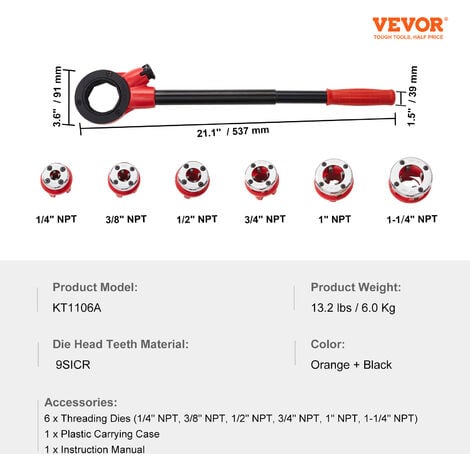 Filetto Industriale Rothenberger 3/4 Per Filettatura Conica - BSPT Destra, Ganasce Intercambiabili - Foto 9
