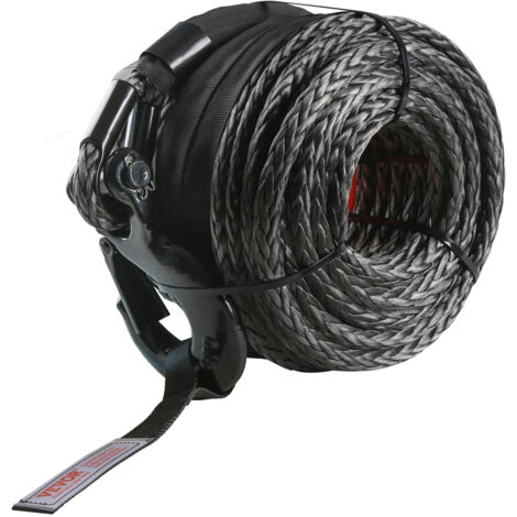 Corda Sintetica Per Verricello Da 15 M X 5 Mm – Capacità 7000 Kg, Con Guaina In Nylon E Occhielli In Metallo, Per ATV E SUV