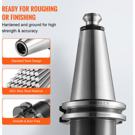 Supporto Mandrino BT40-ER32-100 - Per Fresatura CNC, In Acciaio Ad Alta Velocit&agrave;