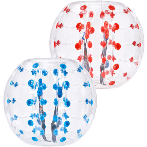 Palline Gonfiabili Adulti 120 Cm PVC con Manici, Palla Paraurti Trasparente Rossa per Giochi All'aperto Esterni Facile da Montare