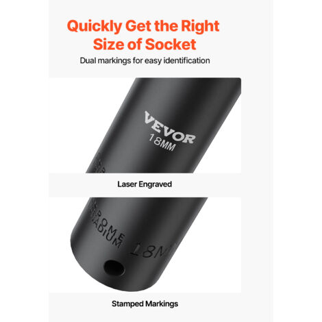 VEVOR Set Di Bussole A Percussione Da 1/2", Set Da 33 Pezzi SAE 3/8 - Foto 8