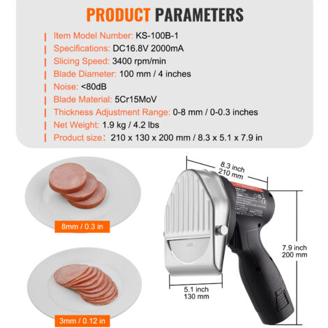 Affettatrice Kebab Cordless 80W - Lama In Acciaio Inox Regolabile 1-8mm | Per Kebab, Carne E Verdure - Foto 5