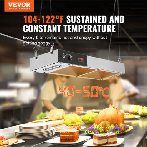 Lampada Riscaldante Per Alimenti - Altezza Regolabile 60-180 Cm, Diametro 19/25/29 Cm, Potenza 250W, Per Ristoranti E Buffet