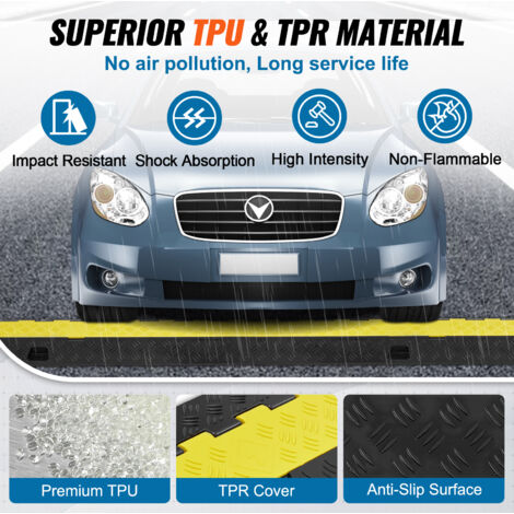 VEVOR Rampa Per Cavi 1 Canale – Protezione 18.000 Lbs In Gomma E PVC, Modulare, Per Parcheggi E Cantieri