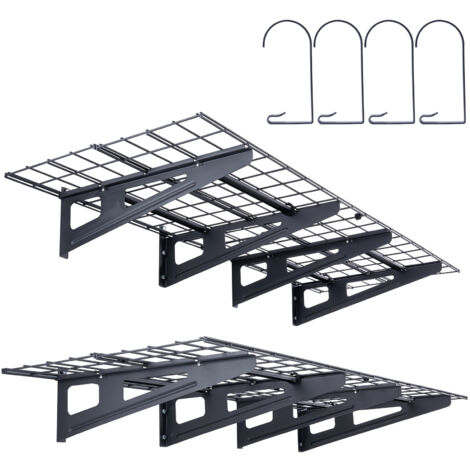 VEVOR Planken voor garage, 2 stuks, 183 x 61 cm, wandmontage, draagvermogen ca. 227 kg, zwevende planken voor garage, werkplaats, zwart