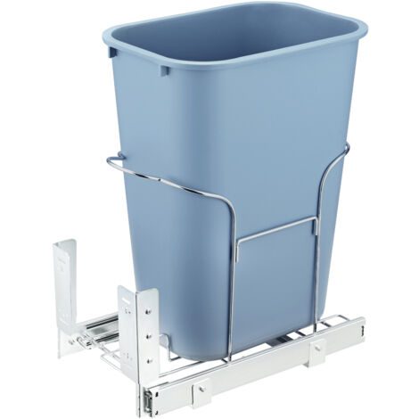 Pattumiera Sospesa 9 Litri Per Cucina E Bagno, Con Coperchio Scorrevole, Grigio, Da Anta Armadio