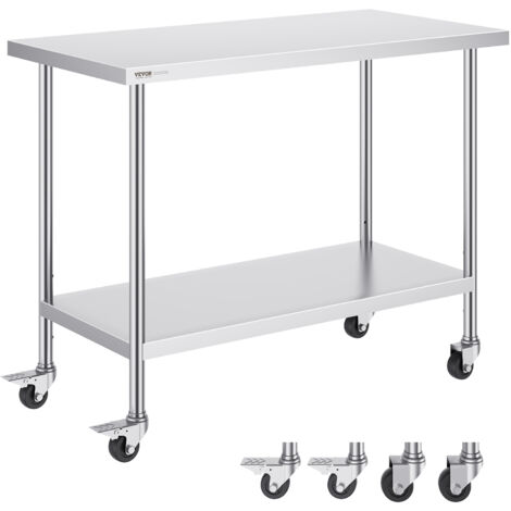 Tavolo Da Lavoro In Acciaio Inox VEVOR - 60x150 Cm Con 4 Ruote E Ripiani Regolabili, Per Cucine Professionali - Foto 5