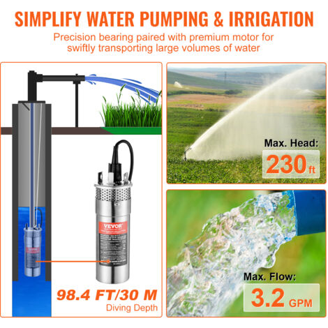 POMPA ACQUA 12 Volt per pompa sommergibile in plastica grigio caravan