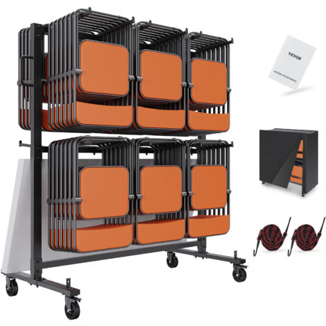VEVOR Carrello per Sedie Pieghevoli, Carrello portaoggetti con capacita di 125 kg per riporre 42