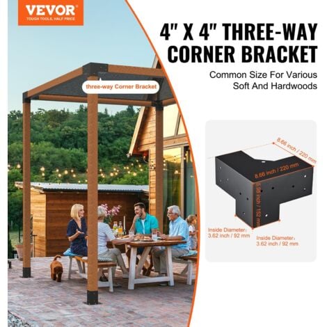 Kit Staffe Per Pergola VEVOR 4 Pezzi - Supporto Per Pali 10x10 Cm, Acciaio Carbonio, Per Gazebo E Patio - Foto 6