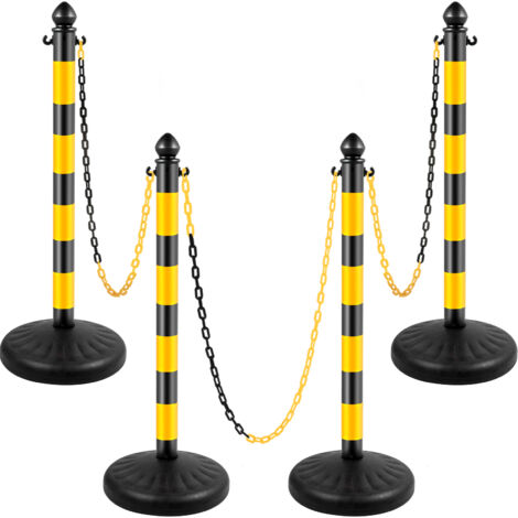 Set Di 3 Paletti Di Delimitazione In Plastica Con Catena Bianca E Rossa Da 5 M, Alti 87 Cm, Basi Riempiibili Con Acqua, Per Cantieri Ed Eventi