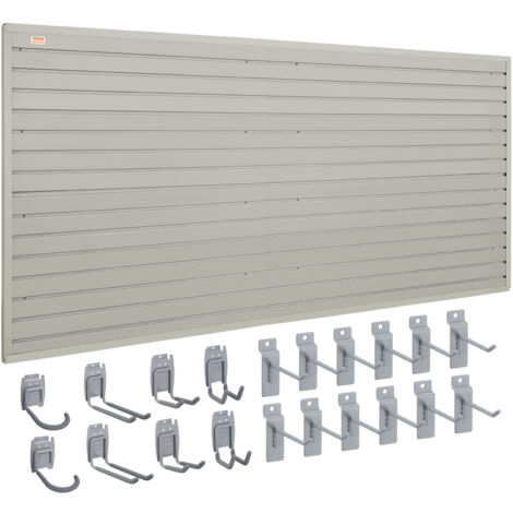 VEVOR Pannello Forato da Parete Porta Attrezzi per Garage Officina 1220x310mm,Pannello Portautensili 8 Pezzi con Ganci Pannelli da Parete Porta Attrezzi Portata ca. 34kg per Utensili Officina Garage