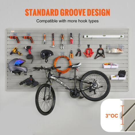 VEVOR Pannello Forato da Parete Porta Attrezzi per Garage Officina 1220x310mm,Pannello Portautensili 8 Pezzi con Ganci Pannelli da Parete Porta Attrezzi Portata ca. 34kg per Utensili Officina Garage