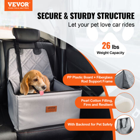 Seggiolino Auto Per Cani VEVOR Fino A 18 Kg - Con Cinture Di Sicurezza, Tasca, Copertura Rimovibile, Grigio