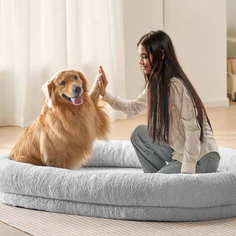 VEVOR Cuccia Per Cani Gigante 181x111x24 Cm – Letto Peluche Con Memory Foam Per Umani E Animali, Tasca E Maniglia, Fodera Lavabile – Grigio Scuro