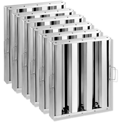Filtro per Cappa Commerciale, 493L x 493A x 45P mm, Filtro Deflettore per Cappa da Cucina in Acciaio Inox per Cappe di Scarico da Cucina con Classificazione Antigrasso, 4 Scanalature, 1