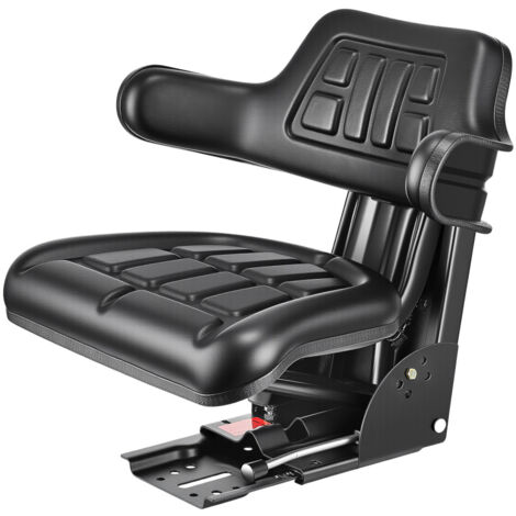 Sedile universale per carrello elevatore, sedile pieghevole per trattore con angolo regolabile posteriore con cintura di sicurezza bracciolo e guida di scorrimento in PVC impermeabile sedile per