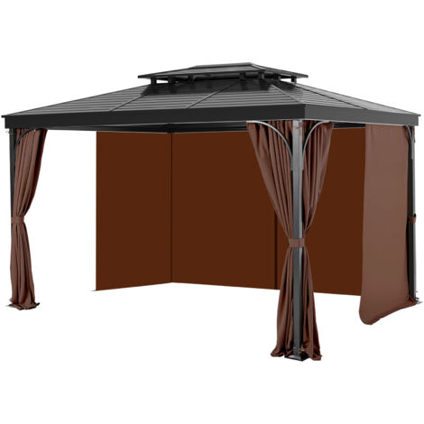 Outsunny Zanzariera per Gazebo Tende di Ricambio Universale con Cerniere, 352x207 cm, Nero e Beige | Italy