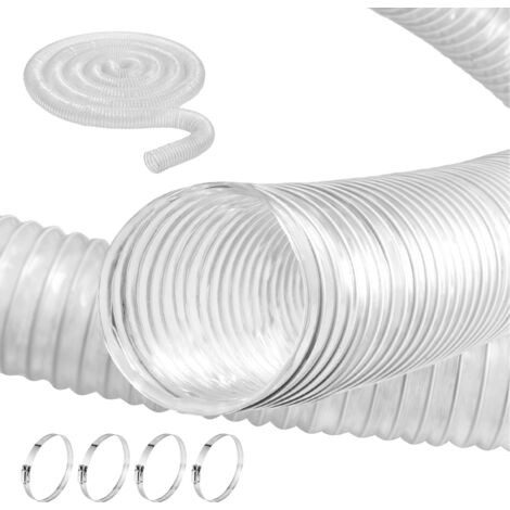 POWERTEC 70111 Tubo flessibile per raccolta polveri in PVC, 10 x 10 m, colore trasparente