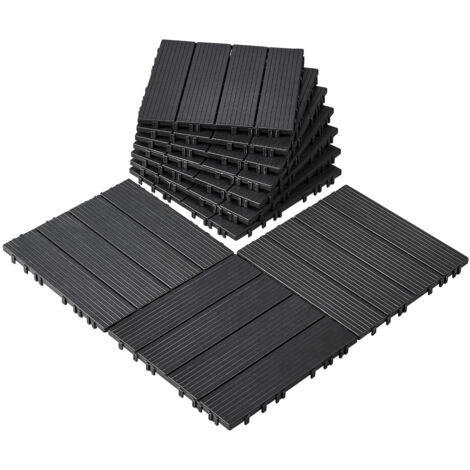 Piastrelle per Terrazza ad Incastro in Legno Plastica 27 Pezzi 300 x 300 x 20 mm 25,4 m², Impermeabili per Esterni Tutte Stagioni, per Portico, Bordo Piscina, Balcone, Cortile, Marrone Scuro | IT
