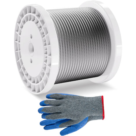 Cavo Metallico 30 M Con Kit Tenditori - Acciaio Zincato Rivestito PVC, 3 Mm (1/8"), 7x7 Fili, Per Stendibiancheria, Luci, Tralicci, Alberi - 4