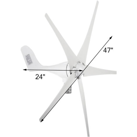 VEVOR Generatore Eolico da 500 W Generatore Eolico CC 12V 5 Pale Bassa Velocita del Vento Avvio di Luci Stradali da Giardino Turbine Eoliche con Regolatore di Carica (Lama / CC 12V)