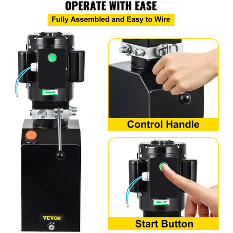 VEVOR Pompa Idraulica Unità di Potenza Idraulica a Semplice Effetto  Serbatoio in Acciaio da 12V CC 6 Quarti Unità Pompa Idraulica per Rimorchi  con