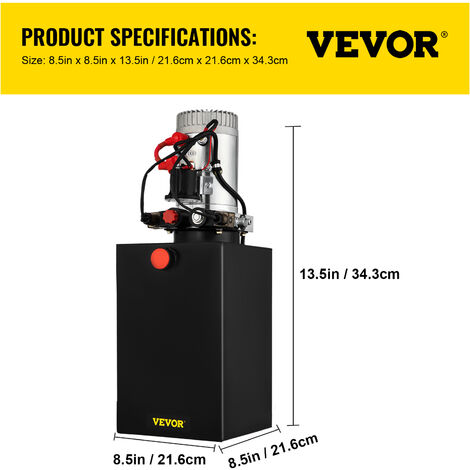 VEVOR 12V Pompa Idraulica Hydraulic Pump DC Doppia Azione con Serbatoio  deAcciaio per Elevatore (15L)