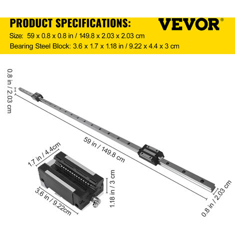Guida Lineare SBR16 Da 1500mm Completa - 2 Guide E 4 Blocchi SBR16UU - Ideale Per Router CNC Fai-da-Te, Macchine Utensili