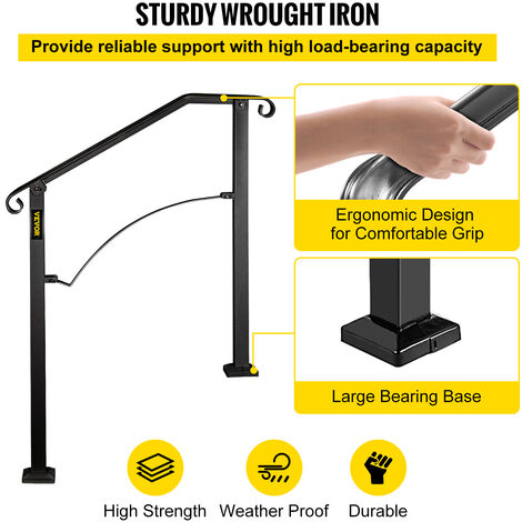 VEVOR Ringhiera per Scale in Acciaio Inox Corrimano Esterni da 1 a 3  Gradini