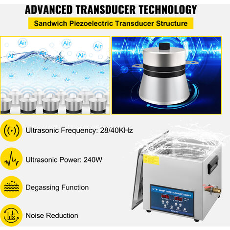 VEVOR Pulitore ad Ultrasuoni 3L Macchina per la Pulizia dei