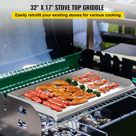Piastra In Acciaio Inox Per Barbecue E Campeggio GGC: 45,7x32,5cm, Manici Rimovibili, Antiaderente