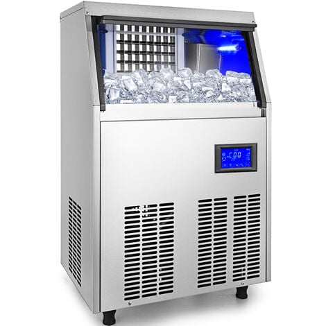 VEVOR Macchina Elettrica per Cubetti di Ghiaccio Commerciale Produttivita  50kg/24h, Macchina da Terra per Cubetti Ghiaccio Commerciale con Schermo  LCD in Acciaio Inox, Macchina per Ghiaccio da Cucina