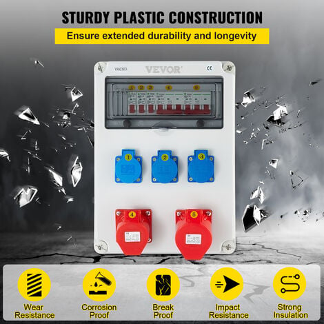 Scatola di Distribuzione Esterna Impermeabile 220V, Quadro Elettrico da  Cantiere con Interruttore Differenziale, 32A 2P Quadri Elettrici, Custodia  IP67, Presa di Distribuzione IP44 : : Fai da te