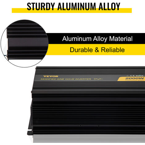 Inverter A Onda Sinusoidale Pura 2000W 12V/120V | Convertitore Di Corrente Per Casa E Auto Con Display LCD E Porta USB | Potenza Continua 2000W - 5