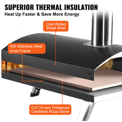Forno Per Pizza A Pellet Portatile VEVOR - Temperatura 540°C, Pietra Inclusa, Per Esterni E Campeggio - Foto 6