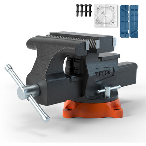 Morsa da Banco Professionale Girevole 360° con Incudine, Morsa da Tavolo Larghezza Ganasce 80 mm, Materiale in Acciaio Fuso, per Falegnameria, Foratura, Taglio, Lavorazione dei Metalli