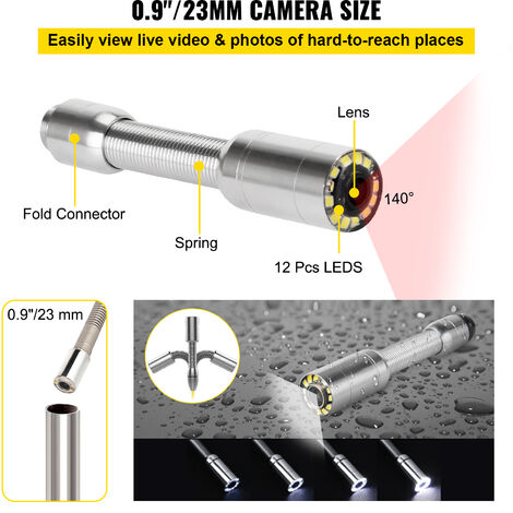 VEVOR Telecamera Ispezione Tubi 30m Con Schermo LCD 7" - Fotocamera Impermeabile IP68 Per Fognature, Cavi, Sottosuolo