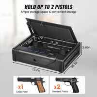 Cassaforte Per Pistola VEVOR Con Impronta Digitale, Password E Chiave - Per 1 Pistola E Caricatore, Dimensioni 23x7x32 Cm, Luce Blu