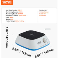 Agitatore Magnetico VEVOR - 2000 RPM, Capacità 3000 Ml, Velocità Regolabile Con Manopola - Kit Con Barra Agitatrice Inclusa, XLD-C1